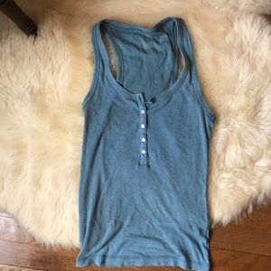 Blue Aerie Button Henley Tank Top